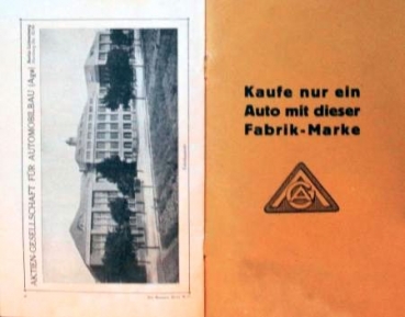 AGA Automobile "Ratschläge für Automobilkäufer" Modellprogramm 1921 (S0282)